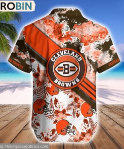 Cleveland Browns Watercolor Pattern Hibiscus Hawaiian Shirt Cleveland Browns Watercolor Pattern Hibiscus Hawaiian Shirt