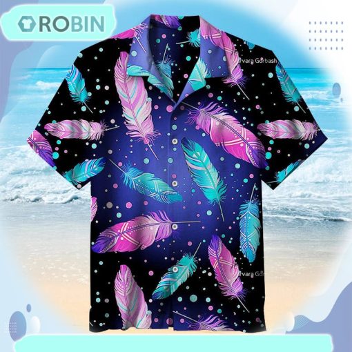 Colorful Feathers Under The Stars Unisex Hawaiian Shirt