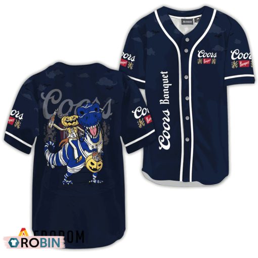 Coors Banquet Blue Halloween Dinosaur Baseball Jersey Shirt Style