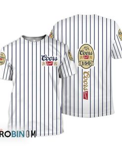Coors Banquet White Vertical Striped 3D All Over Printed T-Shirt