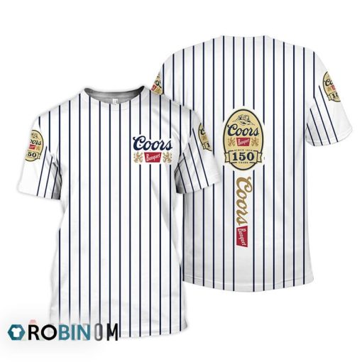 Coors Banquet White Vertical Striped 3D All Over Printed T-Shirt