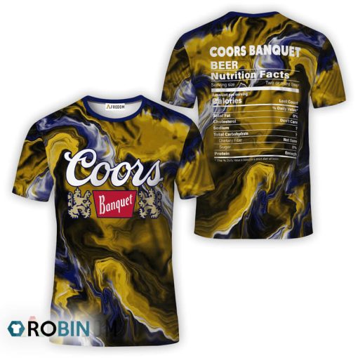 Coors Banquet Yellow Abstract Liquid Marble All Over Printed T-Shirt