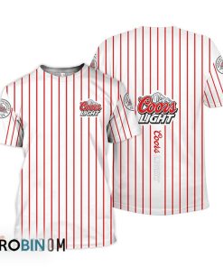 Coors Light White Vertical Striped 3D All Over Printed T-Shirt Coors Light White Vertical Striped 3D All Over Printed T-Shirt