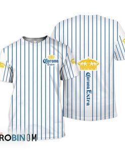 Corona Extra White Vertical Striped 3D All Over Printed T-Shirt