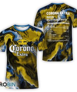 Corona Extra Yellow Abstract Liquid Marble All Over Printed T-Shirt