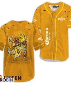 Corona Extra Yellow Halloween Dinosaur Baseball Jersey Shirt Style