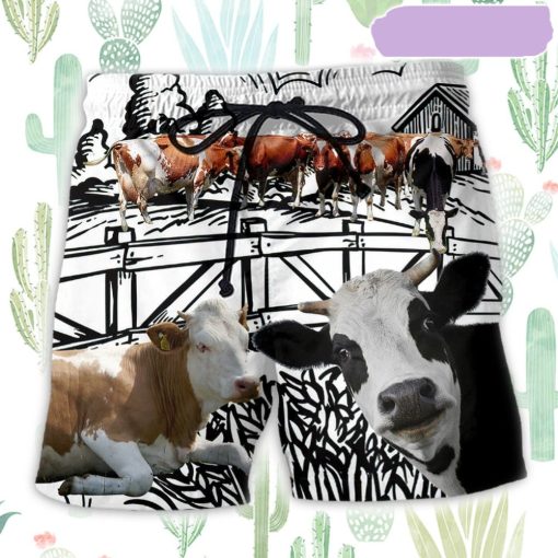 Cow Farm Funny Art Beach Short, Gift for Holiday Summer