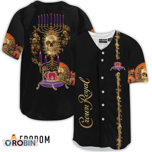 Crown Royal Golden Skull And Pumpkin Baseball Jersey Shirt Style