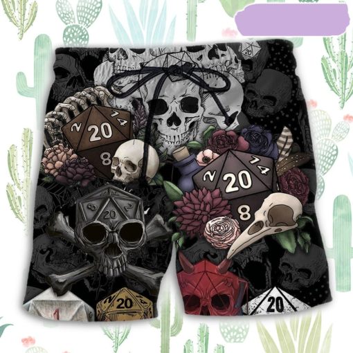 D20 And Skull Darkness Art Beach Short, Gift for Holiday Summer