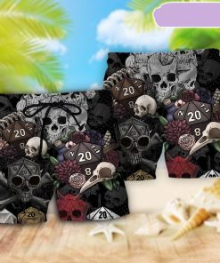 D20 And Skull Darkness Art Beach Short, Gift for Holiday Summer D20 And Skull Darkness Art Beach Short, Gift for Holiday Summer
