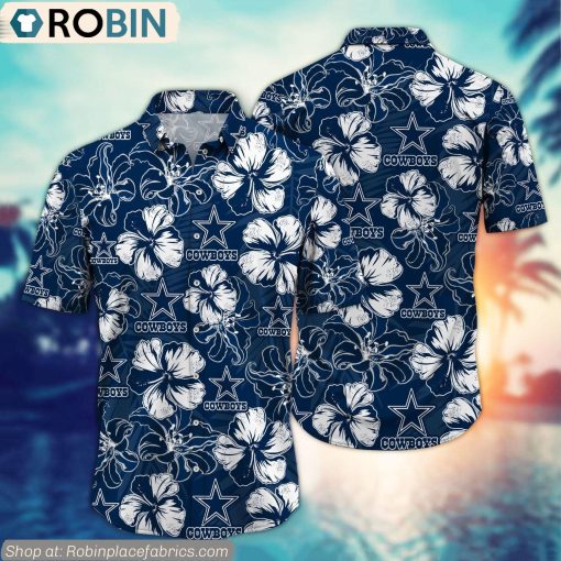 Dallas Cowboys Hibiscus Tropical Pattern NFL Hawaiian Shirt