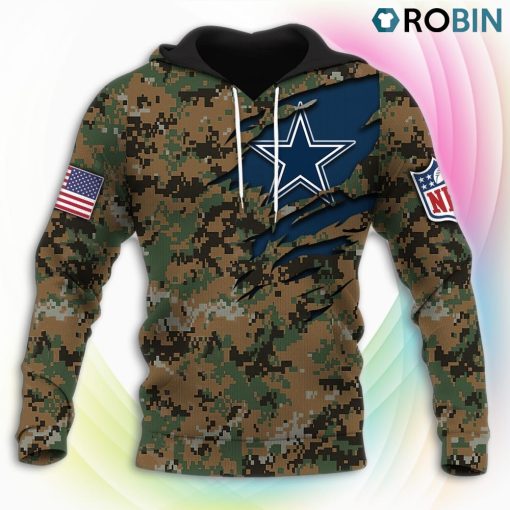 Dallas Cowboys NFL Honor US Marine Veterans 3D Hoodie, Cowboys Football Clothing