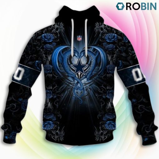 Dallas Cowboys NFL Rose Dragon 3D Hoodie, Dallas Cowboys Fan Shirt