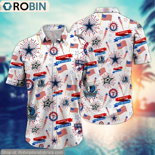 Dallasfort Worth Sports Happy 4th Of July Hawaiian Shirt