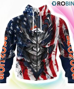 Denver Broncos Demon Face Design 3D Hoodie, Broncos Gear