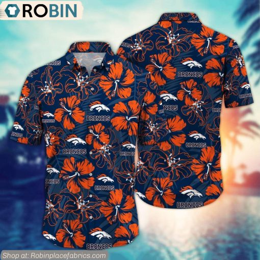 Denver Broncos NFL Hibiscus Tropical Pattern Hawaiian Shirt