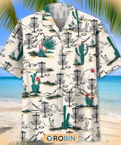 Desert Cactus Disc Golf Pattern Hawaiian Shirt