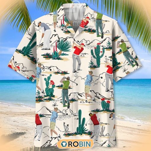 Desert Cactus Golf Pattern Hawaiian Shirt