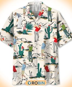 Desert Cactus Golf Pattern Hawaiian Shirt