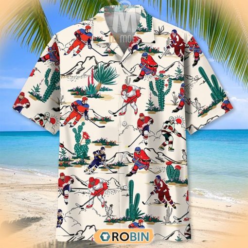 Desert Cactus Hockey Pattern Hawaiian Shirt
