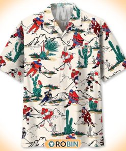 Desert Cactus Hockey Pattern Hawaiian Shirt