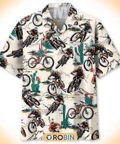Desert Cactus Mountain Bike Racing Pattern Hawaiian Shirt