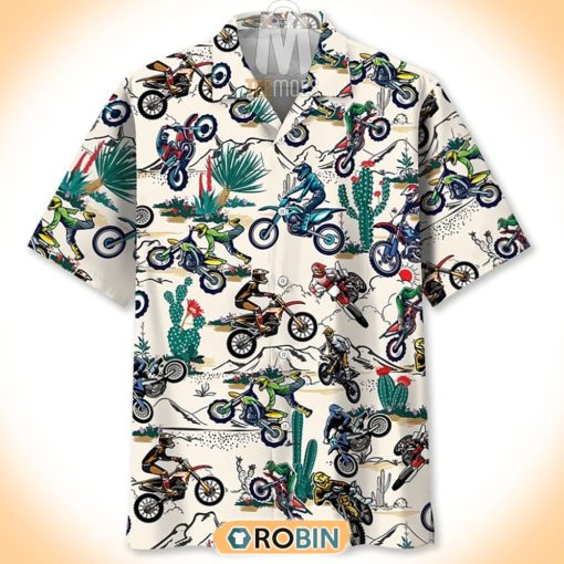 Desert Dirt Bike Racing Pattern Hawaiian Shirt