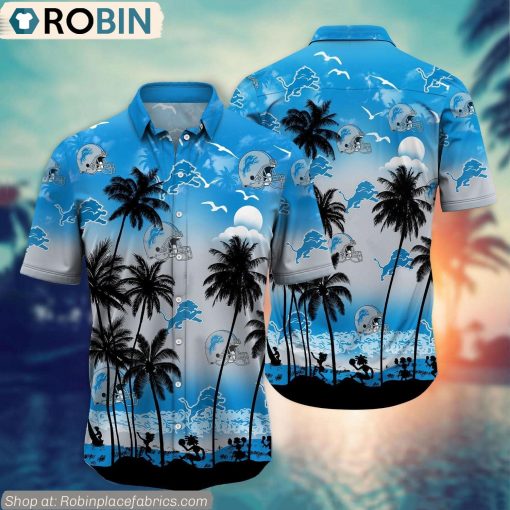 Detroit Lions Aloha Palm Tree Hawaiian Shirt