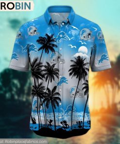Detroit Lions Aloha Palm Tree Hawaiian Shirt