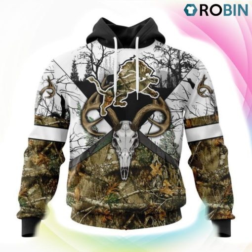 Detroit Lions Deer Hunting Camo Style 3D Hoodie, Lions Unique Gifts