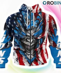 Detroit Lions Demon Face Design 3D Hoodie, Detroit Lions Fan Shirt for Sale
