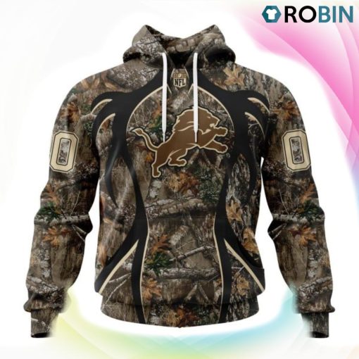 Detroit Lions Hunting Camo Style 3D Hoodie, Detroit Lions Gear