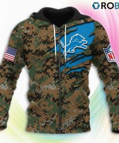 Detroit Lions NFL Honor US Marine Veterans 3D Hoodie, Lions Fan Shirt for Sale