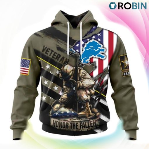 Detroit Lions NFL Honor Veterans And Their Families 3D Hoodie, Lions Clothing