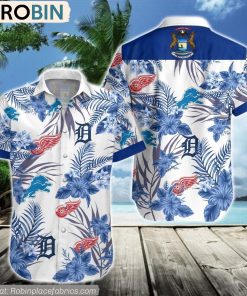 Detroit Tigers, Lions, Red Wing Hawaiian Shirt Detroit Tigers, Lions, Red Wing Hawaiian Shirt