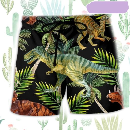 Dinosaur In Old Jungles Beach Short, Gift for Holiday Summer