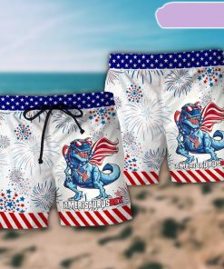 Dinosaur Independence Day Dinosaurus Beach Short, Gift for Holiday Summer