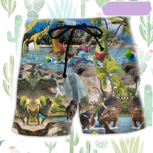 Dinosaur Love Swimming Love Beach Beach Short, Gift for Holiday Summer