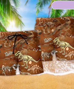 Dinosaur T-Rex Skull Beach Short, Gift for Holiday Summer Dinosaur T-Rex Skull Beach Short, Gift for Holiday Summer