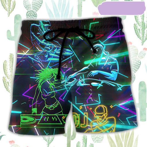 DJ Stunning Color Music Beach Short, Gift for Holiday Summer