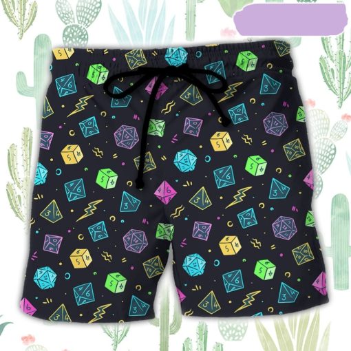 DnD Dice Retro Design Beach Short, Gift for Holiday Summer