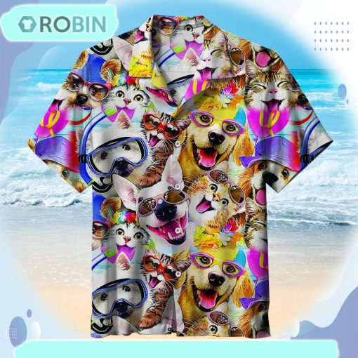 Dog Cat Puppy Unisex Hawaiian Shirt