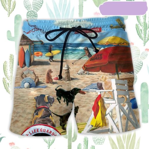 Dog Lifeguard On The Beach Beach Short, Gift for Holiday Summer