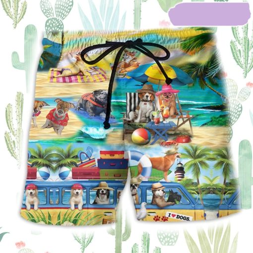 Dog Paws On Board Summer Beach Beach Short, Gift for Holiday Summer