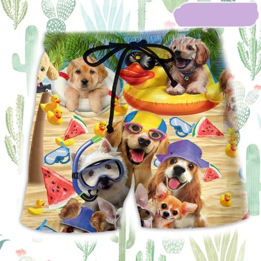 Dog Summer Of Happy Puppies Hot Summer Beach Beach Short, Gift for Holiday Summer