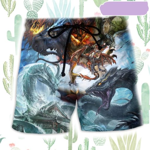 Dragon Battle Of Gods Beach Short, Gift for Holiday Summer