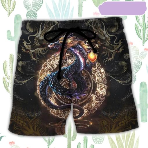Dragon Golden Japanese Dragon Beach Short, Gift for Holiday Summer