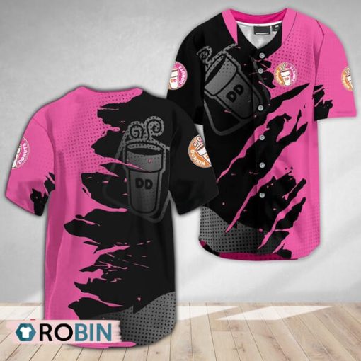 Dunkin Donuts Metal Crack Pattern Baseball Jersey Shirt Style