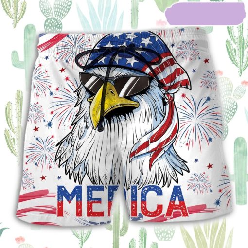 Eagle Independence Day American Beach Short, Gift for Holiday Summer