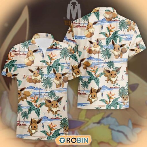 Eevee Pokomen Beach Pattern Hawaiian Shirt